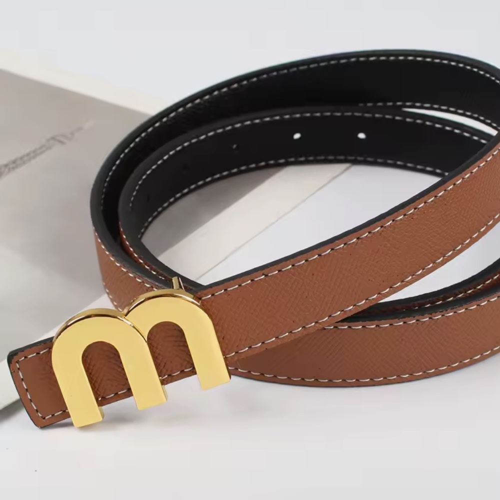 Caramel faux Leather Belt with Gold 110 cm M Buckle